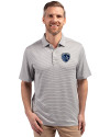 Sporting Kansas City Cutter & Buck Forge Eco Double Stripe Stretch Recycled Mens Big &Tall Polo Polished/White Front Thumbnail Image