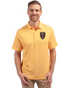 Real Salt Lake Cutter & Buck Forge Eco Double Stripe Stretch Recycled Mens Polo College Gold/White Front Thumbnail Image