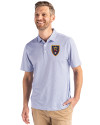Real Salt Lake Cutter & Buck Pike Eco Symmetry Print Stretch Recycled Mens Polo White/Tour Blue Front Thumbnail Image