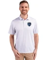 Sporting Kansas City Cutter & Buck Pike Eco Symmetry Print Stretch Recycled Mens Polo White/Polished Front Thumbnail Image