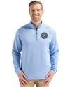 New York City FC Cutter & Buck Peshastin Fleece Recycled Mens Half Zip Pullover Atlas Heather Front Thumbnail Image