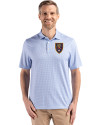 Real Salt Lake Cutter & Buck Pike Eco Diamond Dot Print Recycled Mens Polo Tour Blue Front Thumbnail Image