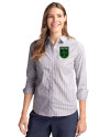 View image 1: Austin FC - Cutter & Buck Easy Care Stretch Oxford Stripe Womens Long Sleeve Button Down Shirt Charcoal Front