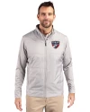 FC Dallas Cutter & Buck Stealth Hybrid Quilted Mens Full Zip Windbreaker Jacket Polished Medium Gray Front Thumbnail Image
