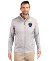 LA Galaxy Cutter & Buck Stealth Hybrid Quilted Mens Full Zip Windbreaker Jacket Polished Medium Gray Front Thumbnail Image