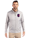 St. Louis City SC Cutter & Buck Stealth Hybrid Quilted Mens Full Zip Windbreaker Jacket Polished Medium Gray Front Thumbnail Image