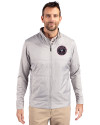 Inter Miami CF Cutter & Buck Stealth Hybrid Quilted Mens Full Zip Windbreaker Jacket Polished Medium Gray Front Thumbnail Image