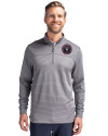 Inter Miami CF Cutter & Buck Traverse Stretch Eco Stripe Quarter Zip Mens Pullover Elemental Grey Front Thumbnail Image