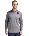 St. Louis City SC Cutter & Buck Traverse Stretch Eco Stripe Quarter Zip Mens Pullover Elemental Grey Front Thumbnail Image