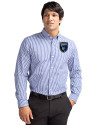 San Jose Earthquakes Cutter & Buck Easy Care Stretch Gingham Mens Big and Tall Long Sleeve Dress Shirt Tour Blue Front Thumbnail Image