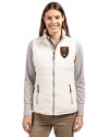 Real Salt Lake Cutter & Buck Rainier PrimaLoft® Womens Eco Insulated Full Zip Puffer Vest Coconut Front Thumbnail Image