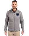 San Jose Earthquakes Cutter & Buck Mainsail Sweater-Knit Mens Full Zip Jacket Polished Heather Front Thumbnail Image
