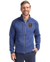 Real Salt Lake Cutter & Buck Mainsail Sweater-Knit Mens Full Zip Jacket Tour Blue Heather Front Thumbnail Image