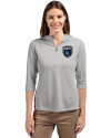 San Jose Earthquakes Cutter & Buck Virtue Eco Pique Recycled Half Zip Pullover Womens Hoodie Polished Medium Gray Front Thumbnail Image