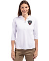 D.C. United Cutter & Buck Virtue Eco Pique Recycled Half Zip Pullover Womens Hoodie White Front Thumbnail Image