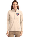 FC Dallas Cutter & Buck Adapt Eco Knit Stretch Recycled Womens Half Zip Pullover Wheat Front Thumbnail Image