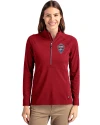 Colorado Rapids Cutter & Buck Adapt Eco Knit Stretch Recycled Womens Half Zip Pullover Cardinal Red Front Thumbnail Image