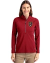 Real Salt Lake Cutter & Buck Adapt Eco Knit Stretch Recycled Womens Half Zip Pullover Cardinal Red Front Thumbnail Image