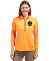 Houston Dynamo FC Cutter & Buck Adapt Eco Knit Stretch Recycled Womens Half Zip Pullover Orange Burst Front Thumbnail Image