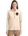 Houston Dynamo FC Cutter & Buck Adapt Eco Knit Stretch Recycled Womens Half Zip Pullover Wheat Front Thumbnail Image