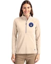 CF Montréal Cutter & Buck Adapt Eco Knit Stretch Recycled Womens Half Zip Pullover Wheat Front Thumbnail Image