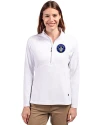 CF Montréal Cutter & Buck Adapt Eco Knit Stretch Recycled Womens Half Zip Pullover White Front Thumbnail Image