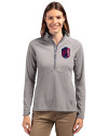 St. Louis City SC Cutter & Buck Adapt Eco Knit Stretch Recycled Womens Half Zip Pullover Polished Medium Gray Front Thumbnail Image