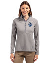 Vancouver Whitecaps FC Cutter & Buck Adapt Eco Knit Stretch Recycled Womens Half Zip Pullover Polished Medium Gray Front Thumbnail Image