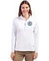 Chicago Fire FC Cutter & Buck Adapt Eco Knit Stretch Recycled Womens Half Zip Pullover White Front Thumbnail Image