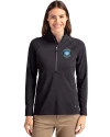 Charlotte FC Cutter & Buck Adapt Eco Knit Stretch Recycled Womens Half Zip Pullover Black Front Thumbnail Image