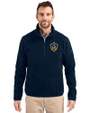 LA Galaxy Cutter & Buck Cascade Eco Sherpa Fleece Mens Big & Tall Quarter Zip Jacket Navy Blue Front Thumbnail Image