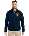 Real Salt Lake Cutter & Buck Cascade Eco Sherpa Fleece Mens Big & Tall Quarter Zip Jacket Navy Blue Front Thumbnail Image
