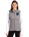 San Jose Earthquakes Cutter & Buck Mainsail Sweater Knit Womens Full Zip Vest Polished Heather Front Thumbnail Image