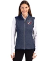 FC Dallas Cutter & Buck Mainsail Sweater Knit Womens Full Zip Vest Liberty Navy Heather Front Thumbnail Image
