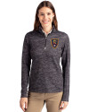 Real Salt Lake Cutter & Buck Traverse Stretch Eco Camo Print Quarter Zip Womens Pullover Black Front Thumbnail Image