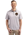 Houston Dynamo FC Cutter & Buck Virtue Eco Pique Micro Stripe Recycled Mens Polo Polished/White Front Thumbnail Image