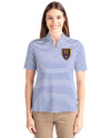 Real Salt Lake Cutter & Buck Virtue Eco Pique Stripe Recycled Womens Top Tour Blue Front Thumbnail Image