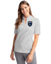 San Jose Earthquakes Cutter & Buck Virtue Eco Pique Stripe Recycled Womens Top Polished Medium Gray Front Thumbnail Image