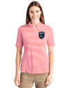 San Jose Earthquakes Cutter & Buck Virtue Eco Pique Stripe Recycled Womens Top Red Front Thumbnail Image