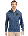 Real Salt Lake Cutter & Buck Traverse Stretch Eco Camo Print Quarter Zip Mens Big and Tall Pullover Navy Blue Front Thumbnail Image