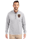 Real Salt Lake Cutter & Buck Adapt Eco Knit Heather Mens Big & Tall Quarter Zip Pullover Polished Heather Front Thumbnail Image