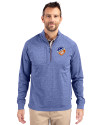 FC Cincinnati Cutter & Buck Adapt Eco Knit Heather Mens Big & Tall Quarter Zip Pullover Tour Blue Heather Front Thumbnail Image