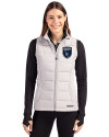San Jose Earthquakes Cutter & Buck Evoke Hybrid Softshell Recycled Womens Full Zip Vest CONCRETE Front Thumbnail Image