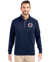 New England Revolution Cutter & Buck Adapt Eco Knit Stretch Recycled Mens Big and Tall Quarter Zip Pullover Navy Blue Front Thumbnail Image