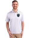 San Jose Earthquakes Cutter & Buck Pike Eco Symmetry Print Stretch Recycled Mens Big & Tall Polo White/Polished Front Thumbnail Image
