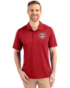 New York Red Bulls Cutter & Buck Prospect Eco Textured Stretch Recycled Mens Short Sleeve Polo Cardinal Red Front Thumbnail Image
