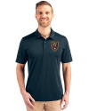 Real Salt Lake Cutter & Buck Prospect Eco Textured Stretch Recycled Mens Short Sleeve Polo Navy Blue Front Thumbnail Image