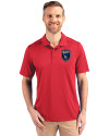 San Jose Earthquakes Cutter & Buck Prospect Eco Textured Stretch Recycled Mens Short Sleeve Polo Red Front Thumbnail Image