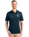 Vancouver Whitecaps FC Cutter & Buck Prospect Eco Textured Stretch Recycled Mens Short Sleeve Polo Navy Blue Front Thumbnail Image