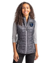 San Jose Earthquakes Cutter & Buck Rainier PrimaLoft® Womens Eco Insulated Full Zip Printed Puffer Vest Black Front Thumbnail Image